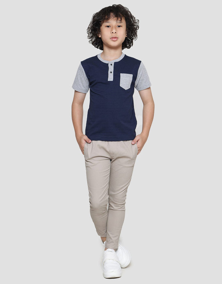 Little M Texture Boys Short Sleeve Henley T-Shirt