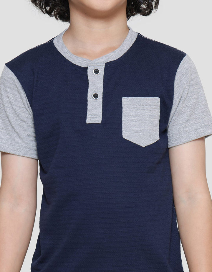Little M Texture Boys Short Sleeve Henley T-Shirt