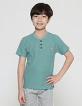 Little M Henley Texture Waffle Kaos Lengan Pendek Anak Laki-laki