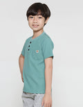 Little M Henley Texture Waffle Kaos Lengan Pendek Anak Laki-laki