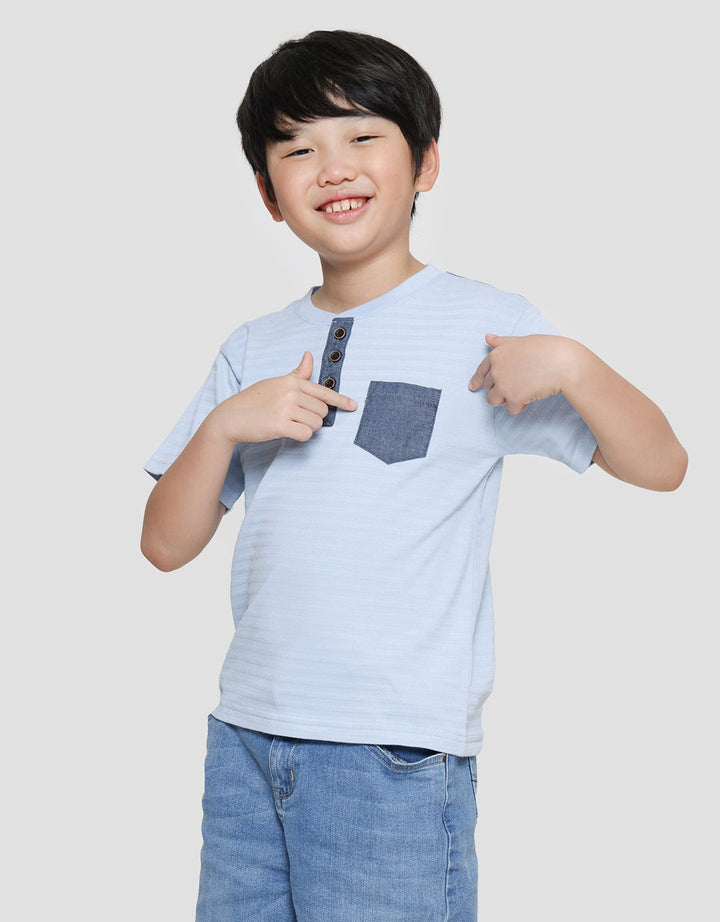 Little M Texture Spandex Boys Henley T-Shirt