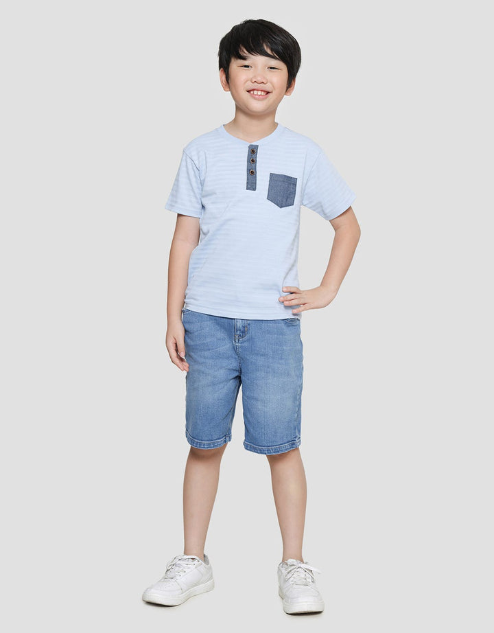 Little M Texture Spandex Boys Henley T-Shirt