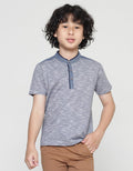 Little M Kaos Lengan Pendek Anak Laki-Laki Henley Texture