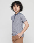 Little M Kaos Lengan Pendek Anak Laki-Laki Henley Texture