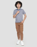 Little M Kaos Lengan Pendek Anak Laki-Laki Henley Texture