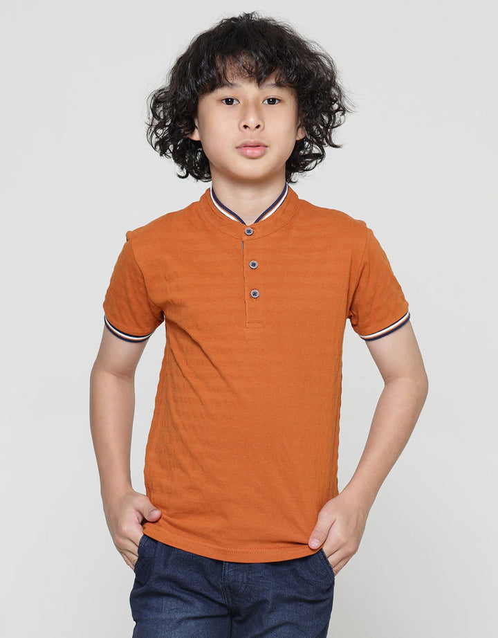 Little M Kaos Henley Texture Lengan Pendek Anak Laki-laki