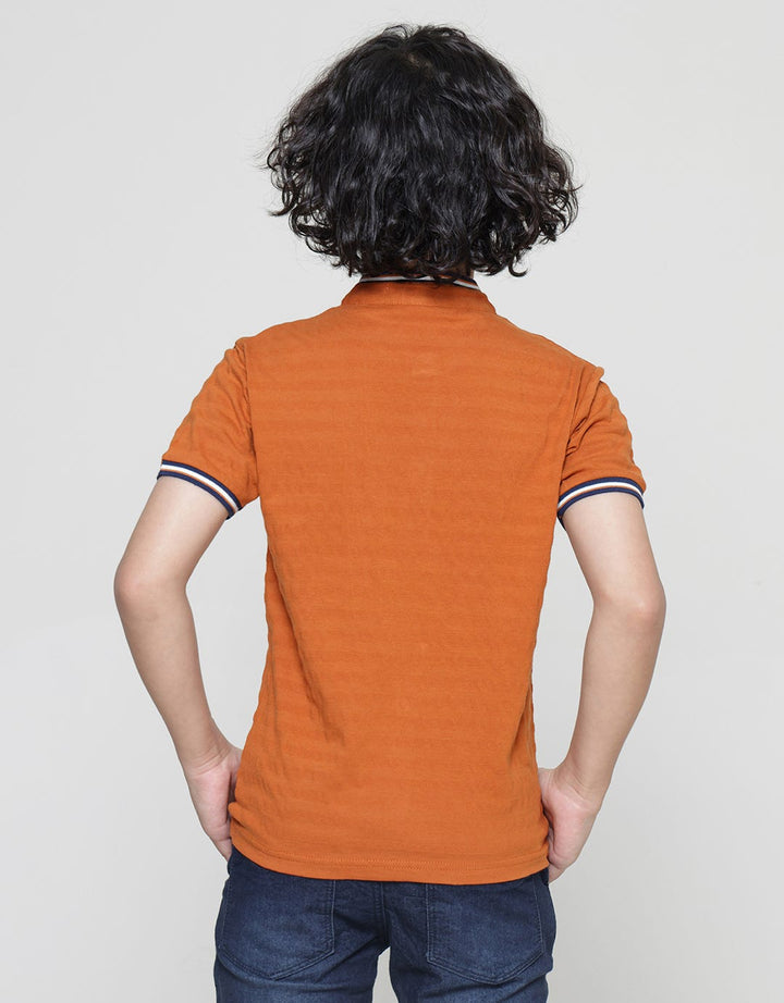 Little M Kaos Henley Texture Lengan Pendek Anak Laki-laki