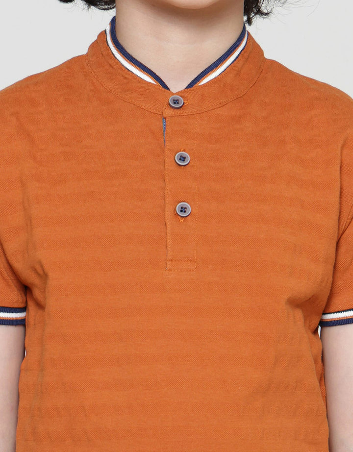 Little M Kaos Henley Texture Lengan Pendek Anak Laki-laki