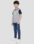 Little M Stripe Yd Animal Kaos Lengan Pendek Anak Laki-Laki