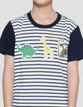 Little M Stripe Yd Animal Kaos Lengan Pendek Anak Laki-Laki
