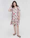 Nevada Short Sleeve Midi Dress Block Line