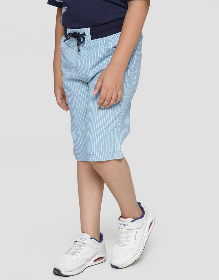 Nevada Rib Stripe Non Stretch Celana Denim Pendek Anak Laki-Laki