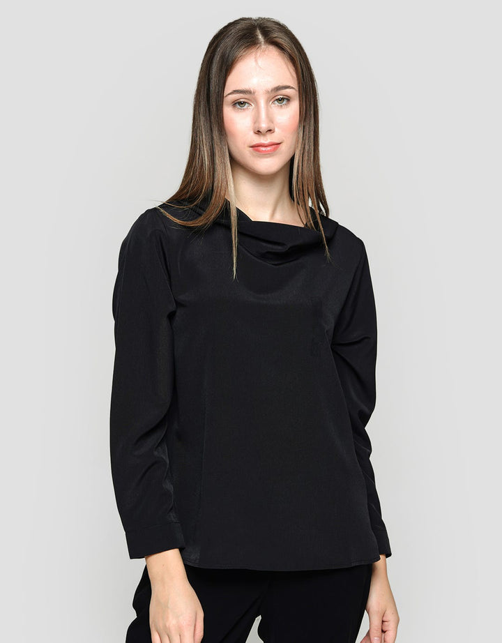 St. Yves Long Sleeve Blouse Polyester With Shawl Neck