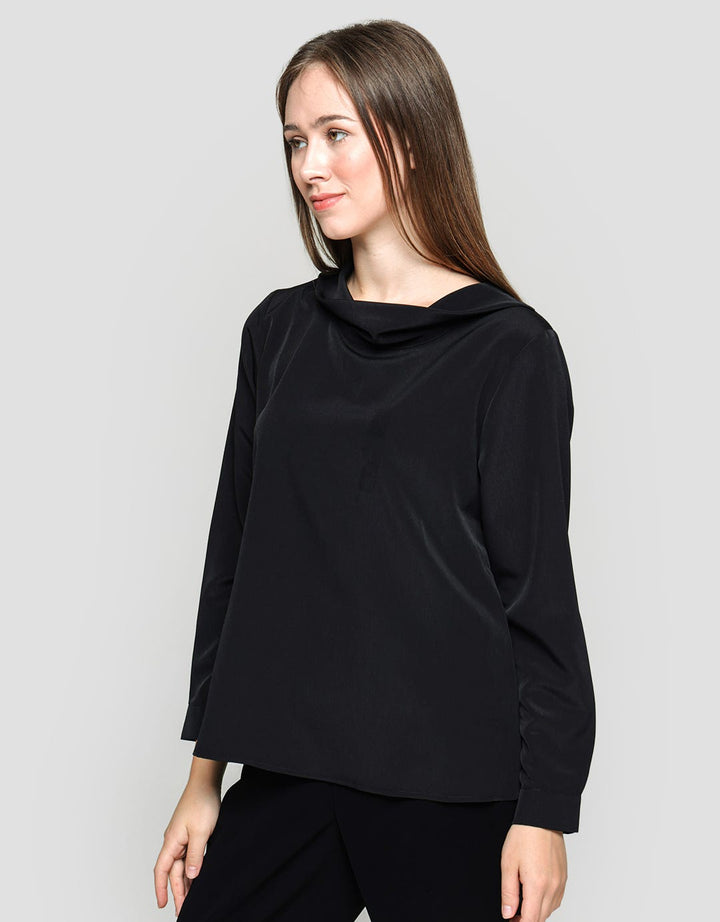 St. Yves Long Sleeve Blouse Polyester With Shawl Neck