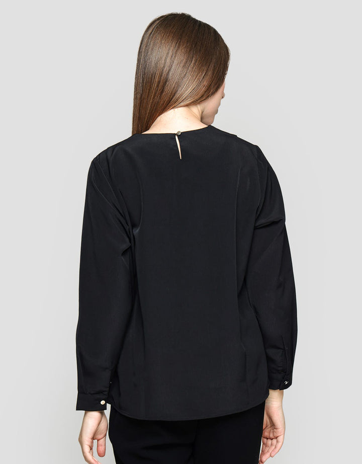 St. Yves Long Sleeve Blouse Polyester With Shawl Neck