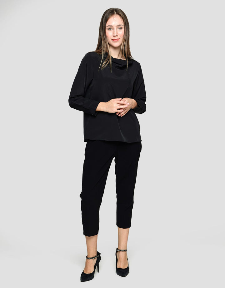 St. Yves Long Sleeve Blouse Polyester With Shawl Neck