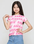 Barbie Short Sleeve T-shirt for Girls Print Face and Logo Barbie