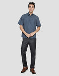 Stanley Adams Regular Print Cotton Slub Kemeja Lengan Pendek Pria