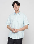 Stanley Adams Short Sleeve Shirt Regular Print Cotton Slub