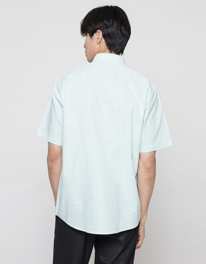 Stanley Adams Short Sleeve Shirt Regular Print Cotton Slub