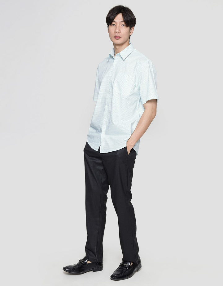 Stanley Adams Short Sleeve Shirt Regular Print Cotton Slub