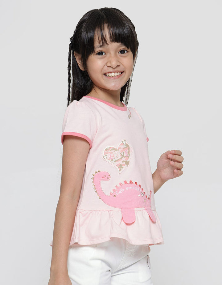 Little M Dino Camo Girls T-Shirt