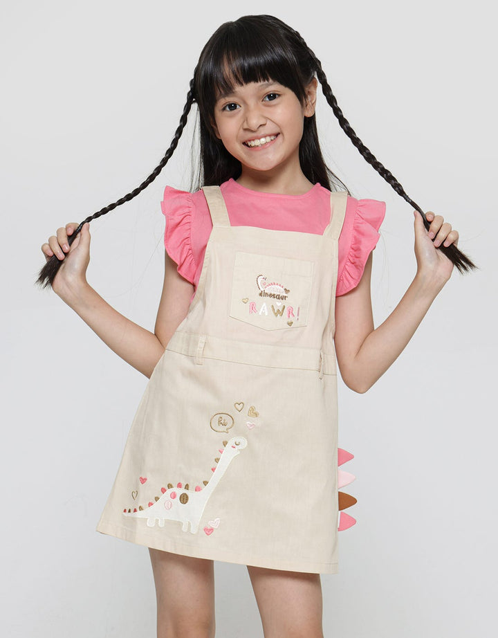 Little M Dino Print Midi Dress for Girls