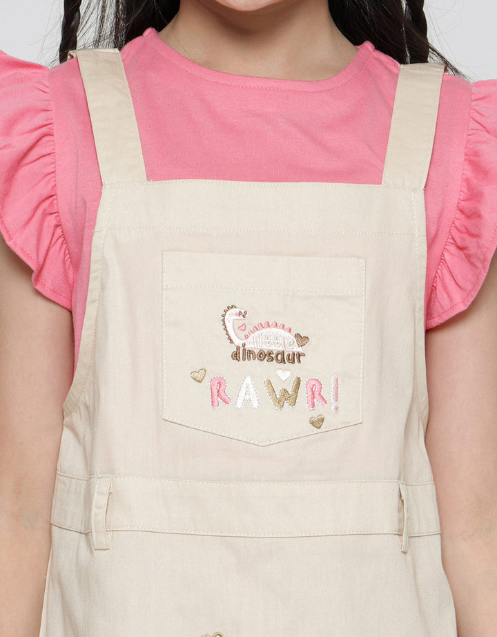 Little M Dino Print Midi Dress for Girls