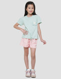 Little M Puff Kantong Ruffle Bunny Kaos Lengan Pendek Anak Perempuan