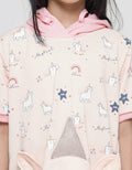 Little M Midi Dress Hoody Kantong Aplikasi Unicorn Anak Perempuan