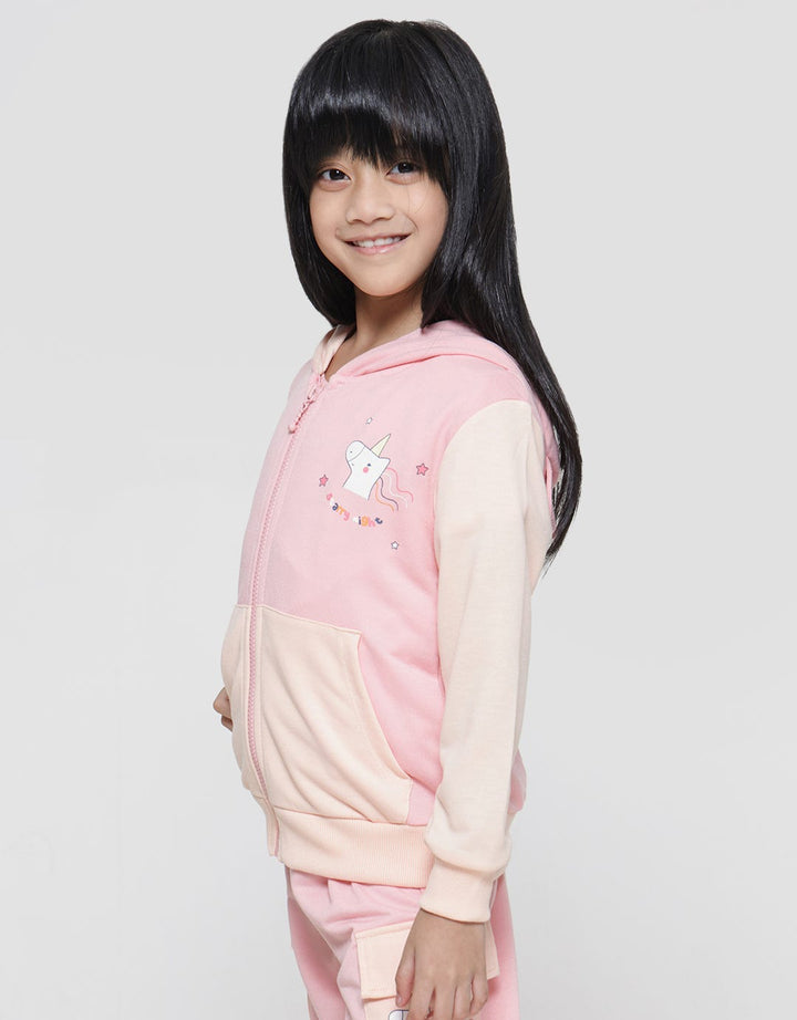 Little M 3D Aplikasi Unicorn Jaket Hoody Anak Perempuan