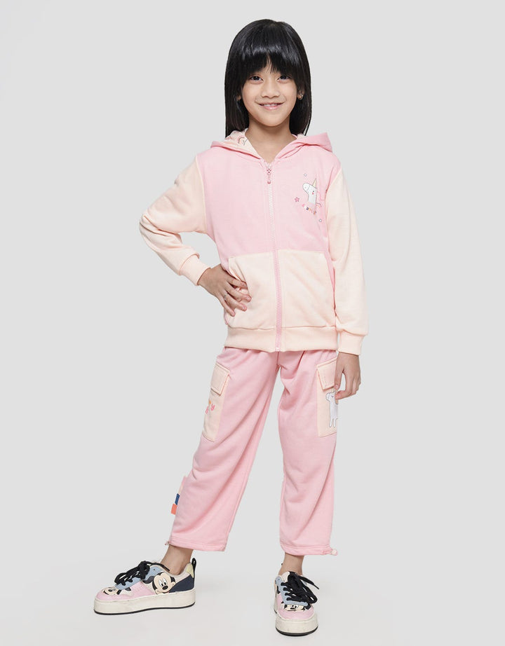 Little M 3D Aplikasi Unicorn Jaket Hoody Anak Perempuan