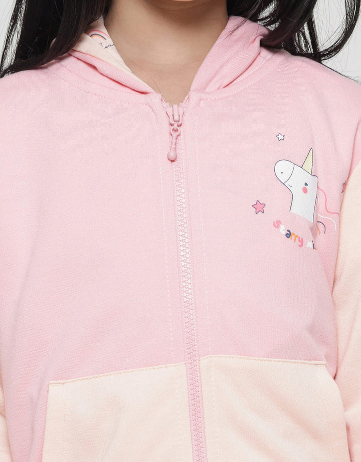 Little M 3D Aplikasi Unicorn Jaket Hoody Anak Perempuan