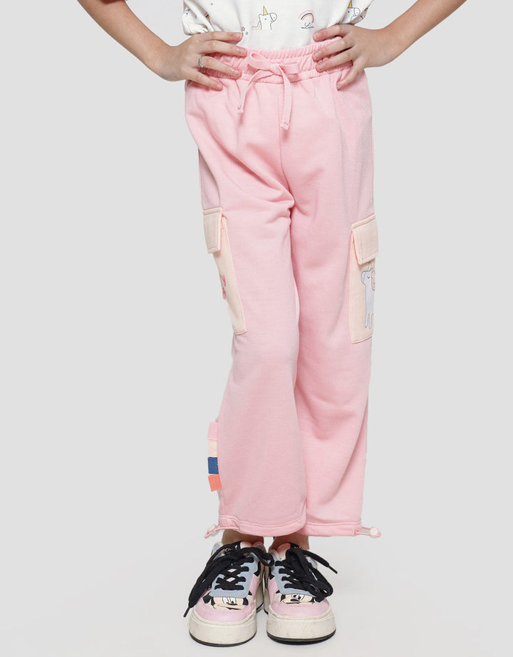 Little M Girls Bottom Stopper Cargo Pocket Long Pants