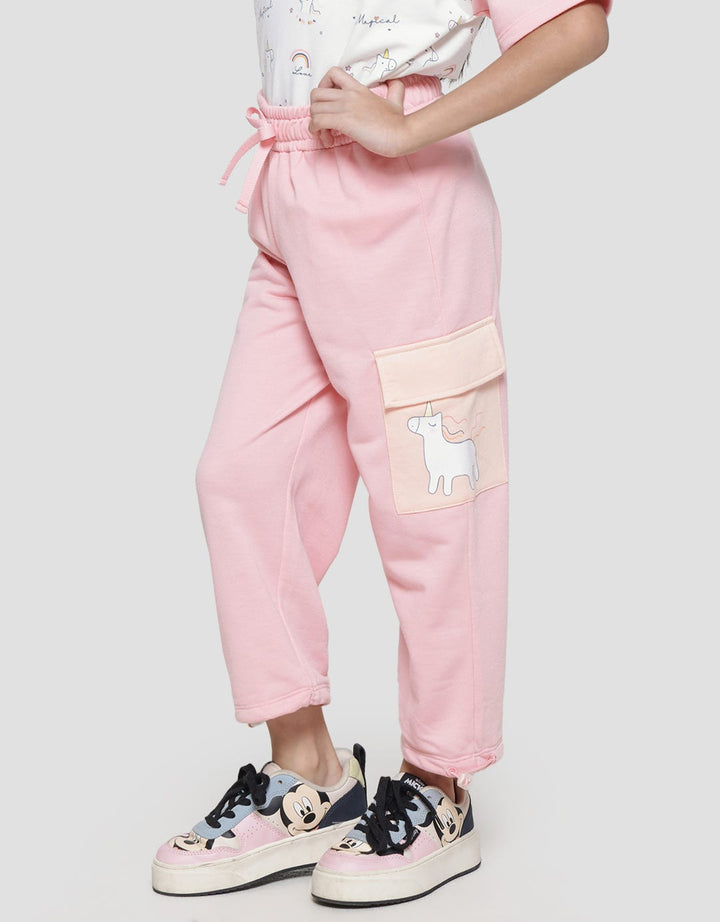 Little M Girls Bottom Stopper Cargo Pocket Long Pants