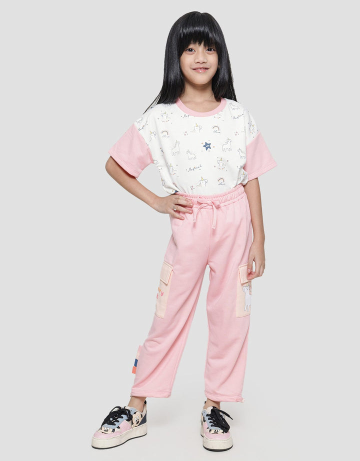 Little M Girls Bottom Stopper Cargo Pocket Long Pants