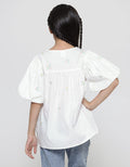Little M Blouse Ballon Sleeves Bordir Bunga Anak Perempuan