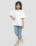 Little M Blouse Ballon Sleeves Bordir Bunga Anak Perempuan