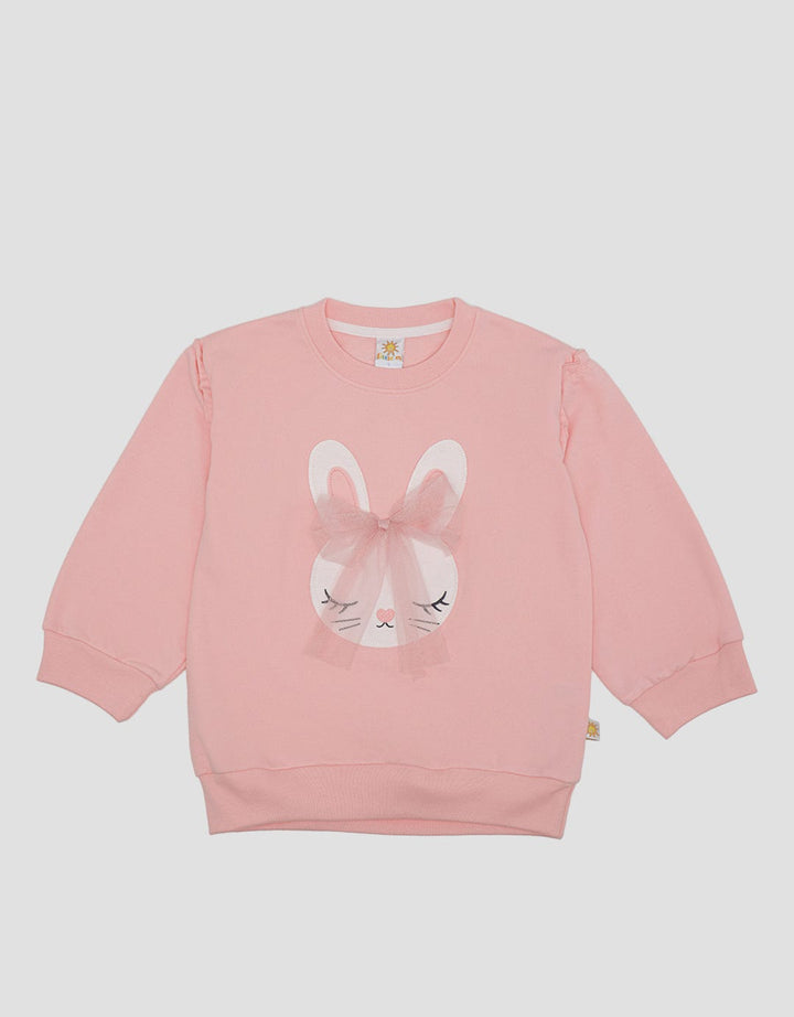 Little M Sweatshirt Lengan Puff Aplikasi Tile Bunny