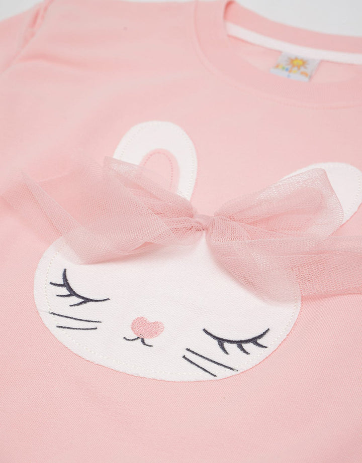 Little M Sweatshirt Lengan Puff Aplikasi Tile Bunny