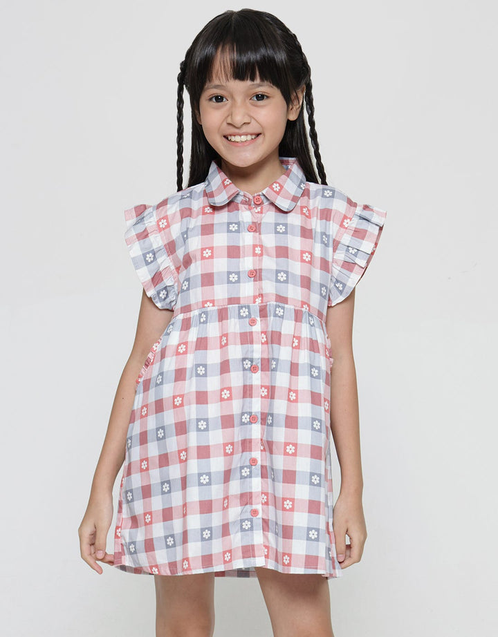 Little M Kotak Bunga Midi Dress Anak Perempuan