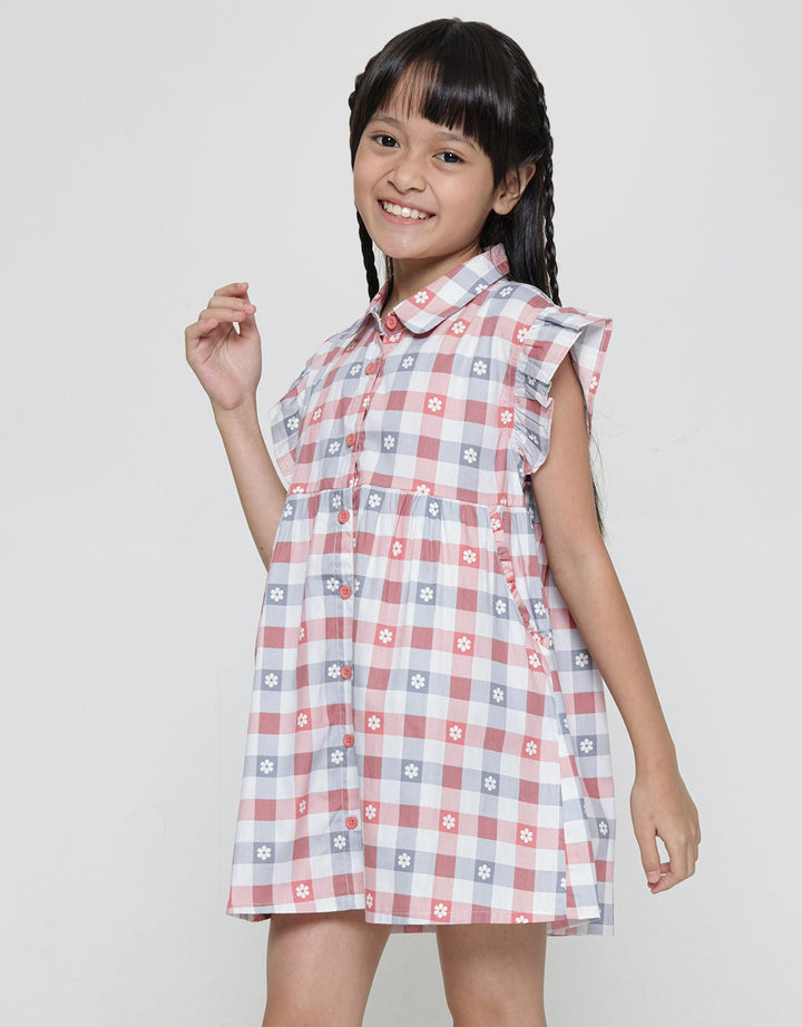Little M Kotak Bunga Midi Dress Anak Perempuan