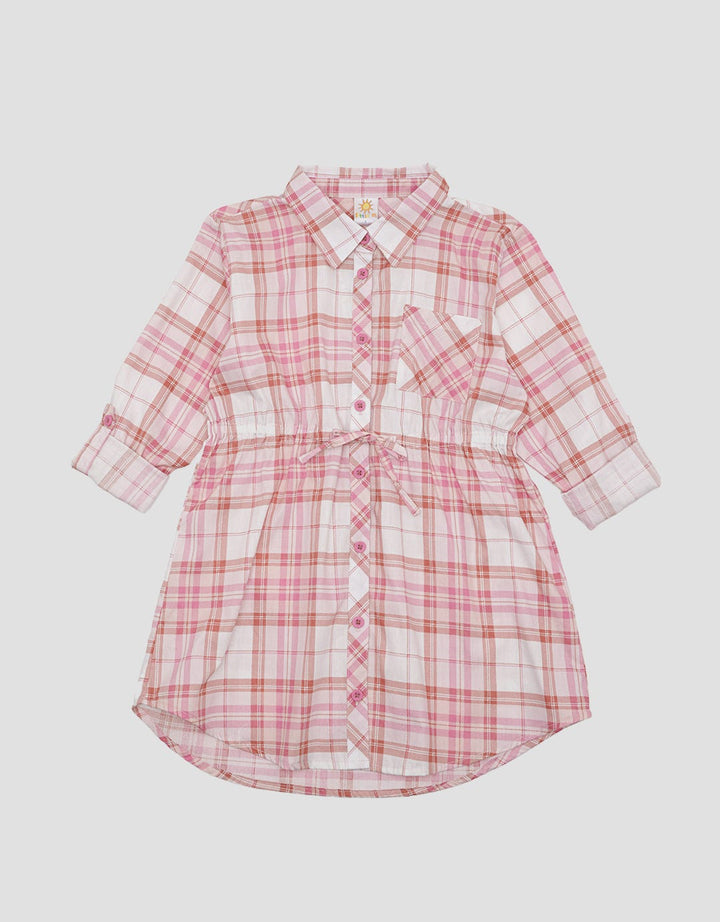 Little M Lengan Roll Up Midi Dress Anak Perempuan