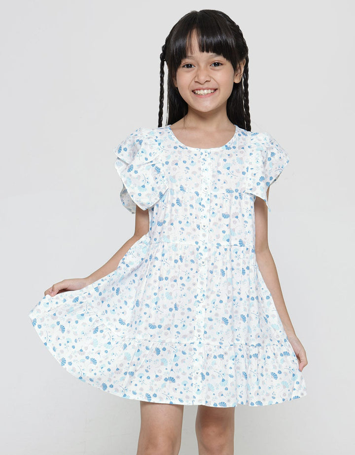 Little M Lengan Ruffle Midi Dress Anak Perempuan