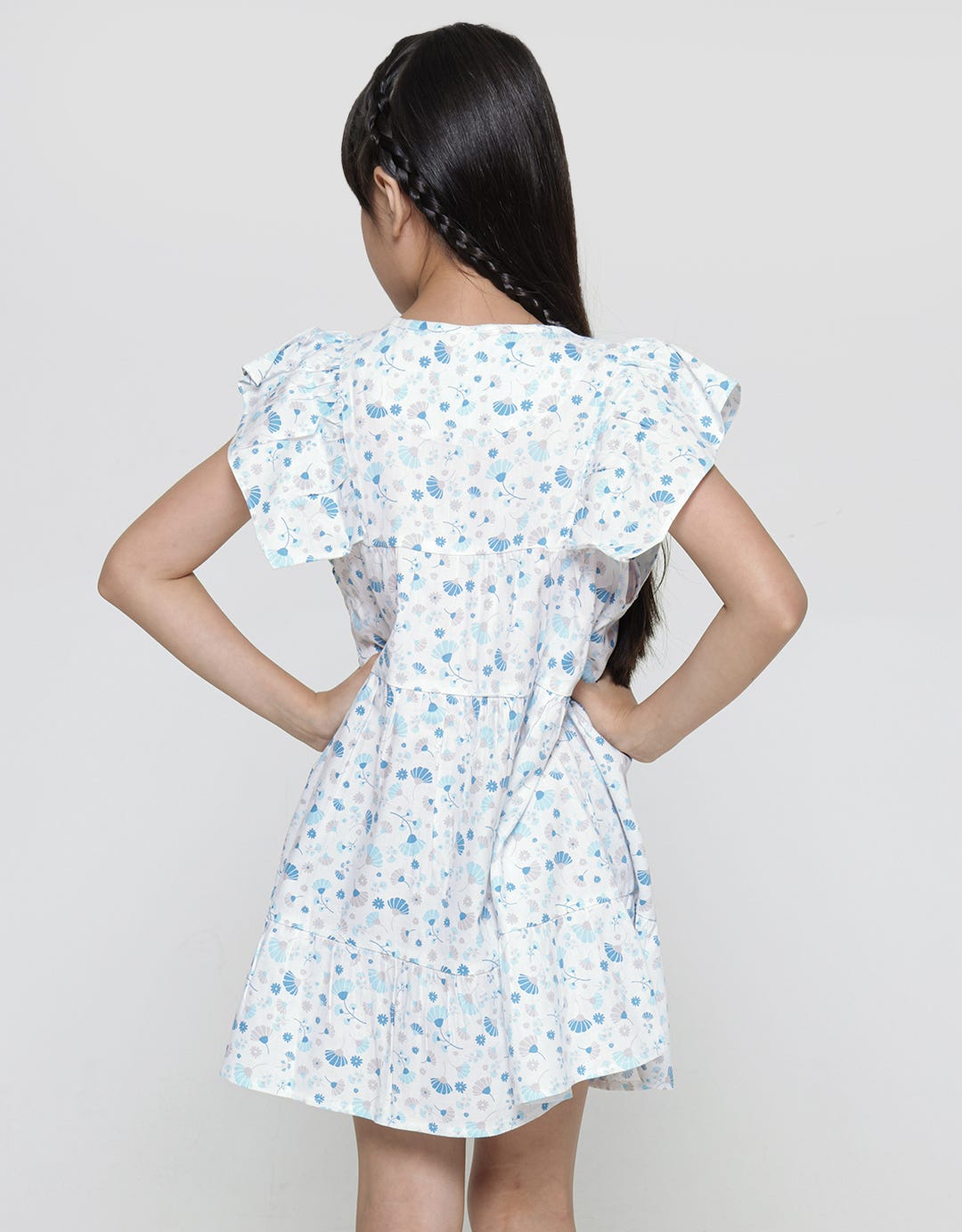 Little M Lengan Ruffle Midi Dress Anak Perempuan