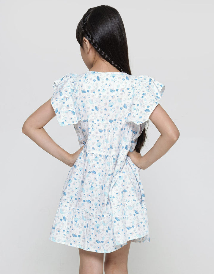 Little M Lengan Ruffle Midi Dress Anak Perempuan