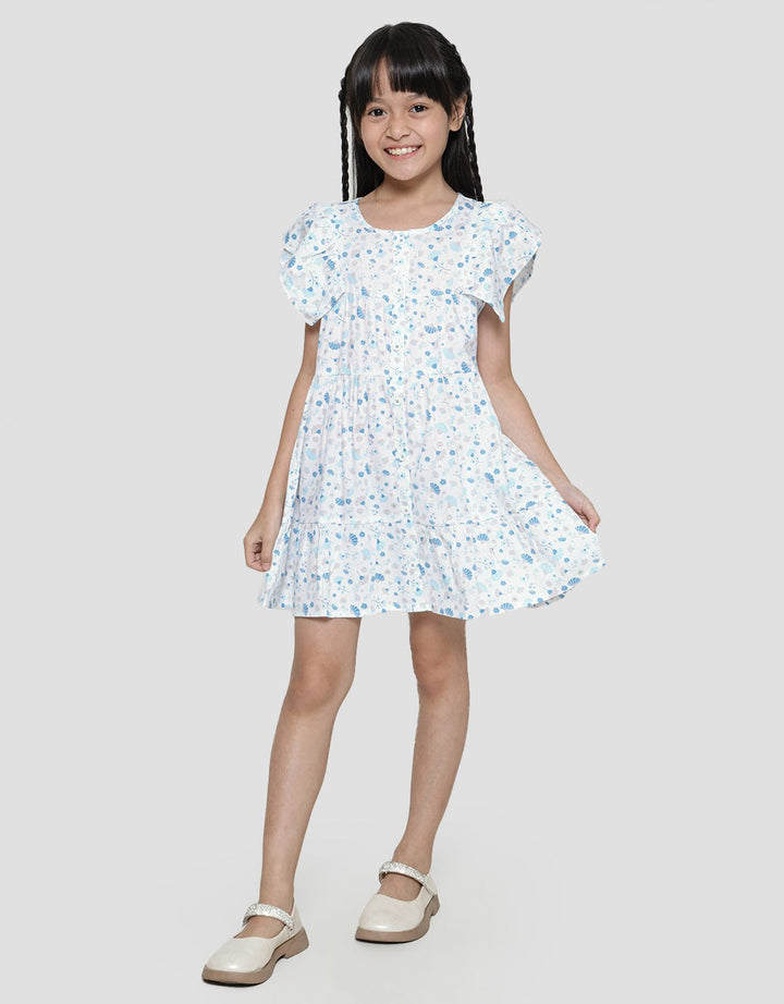 Little M Lengan Ruffle Midi Dress Anak Perempuan
