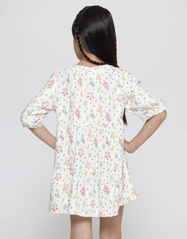 Little M Long Sleeve Midi Dress Rayon Floral Print