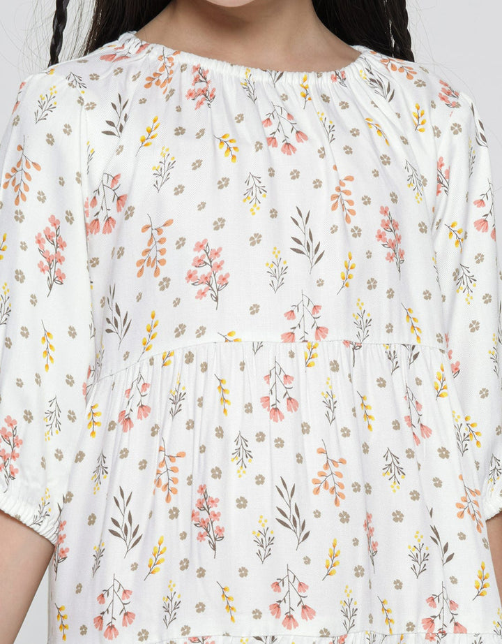 Little M Long Sleeve Midi Dress Rayon Floral Print