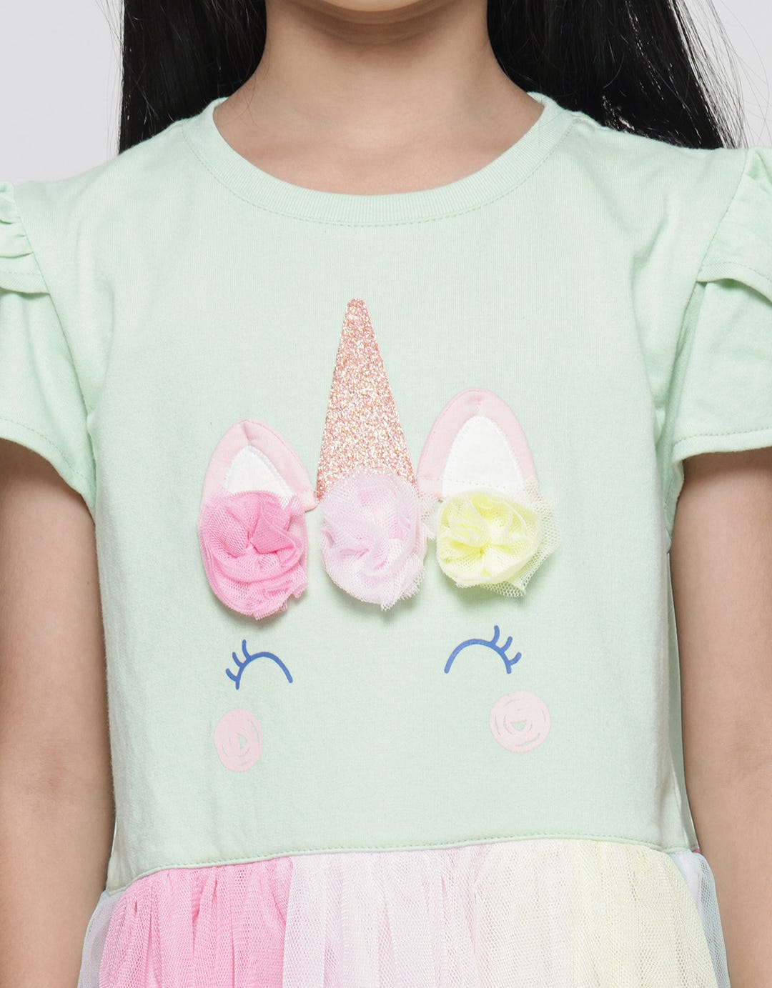 Little M Unicorn Face Midi Dress Anak Perempuan